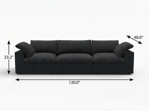 HomeRoots 80" Black Linen Blend Modular Sofa - Stylish, Configurable Comfort for Modern Living Rooms & Spaces 714582