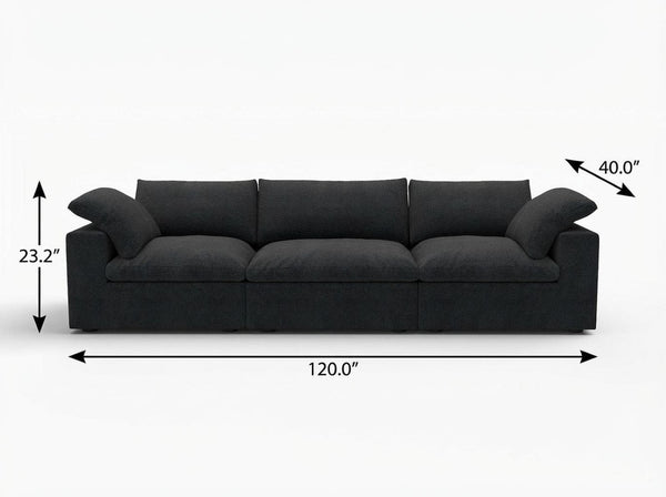 HomeRoots 80" Black Linen Blend Modular Sofa - Stylish, Configurable Comfort for Modern Living Rooms & Spaces 714582