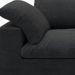 HomeRoots 120" Black Linen Blend Modular Sofa Set with Ottoman & Storage – Stylish Comfort for Modern Living 714583