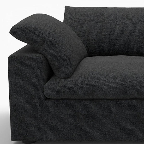 HomeRoots 120" Black Linen Blend Modular Sofa Set with Ottoman & Storage – Stylish Comfort for Modern Living 714583