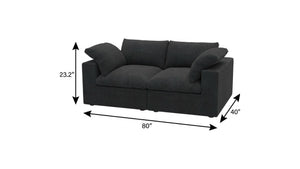 HomeRoots 120" Black Linen Blend Modular Sofa Set with Ottoman & Storage – Stylish Comfort for Modern Living 714583