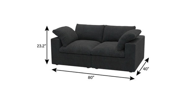 HomeRoots 120" Black Linen Blend Modular Sofa Set with Ottoman & Storage – Stylish Comfort for Modern Living 714583