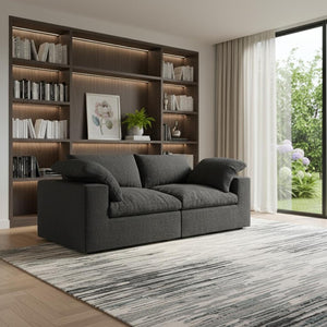 HomeRoots 120" Black Linen Blend Modular Sofa Set with Ottoman & Storage – Stylish Comfort for Modern Living 714583