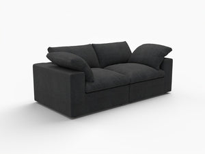 HomeRoots 120" Black Linen Blend Modular Sofa Set with Ottoman & Storage – Stylish Comfort for Modern Living 714583