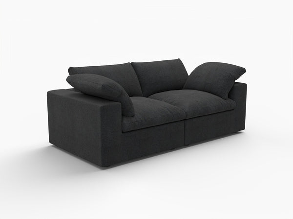 HomeRoots 120" Black Linen Blend Modular Sofa Set with Ottoman & Storage – Stylish Comfort for Modern Living 714583