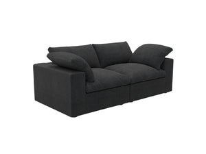 HomeRoots 120" Black Linen Blend Modular Sofa Set with Ottoman & Storage – Stylish Comfort for Modern Living 714583