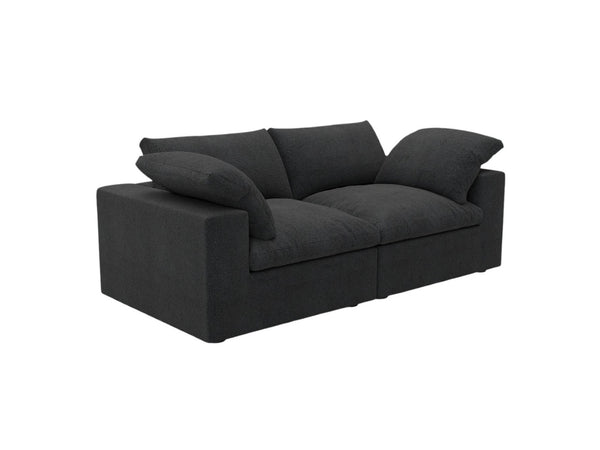 HomeRoots 120" Black Linen Blend Modular Sofa Set with Ottoman & Storage – Stylish Comfort for Modern Living 714583