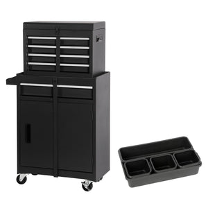 HomeRoots Set of Two Blue Multi-Tier Steel Rolling Cabinets – Durable Storage with Smooth Mobility & Style! 714585