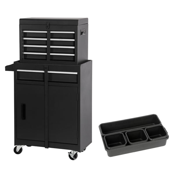 HomeRoots Set of Two Blue Multi-Tier Steel Rolling Cabinets – Durable Storage with Smooth Mobility & Style! 714585