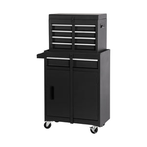 HomeRoots Set of Two Blue Multi-Tier Steel Rolling Cabinets – Durable Storage with Smooth Mobility & Style! 714585