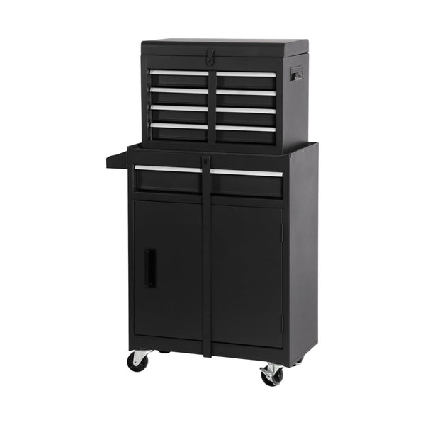 HomeRoots Set of Two Blue Multi-Tier Steel Rolling Cabinets – Durable Storage with Smooth Mobility & Style! 714585