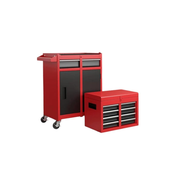HomeRoots Set of Two Durable Black Steel Rolling Cabinets - Stylish Multi-Tier Storage for Tools & Supplies 714588