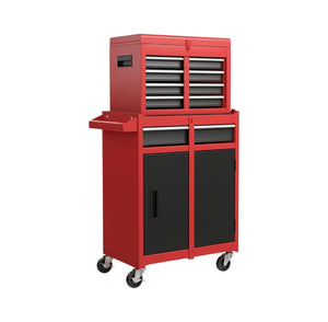 HomeRoots Set of Two Durable Black Steel Rolling Cabinets - Stylish Multi-Tier Storage for Tools & Supplies 714588