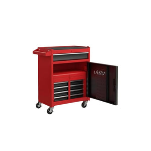 HomeRoots Set of Two Durable Black Steel Rolling Cabinets - Stylish Multi-Tier Storage for Tools & Supplies 714588