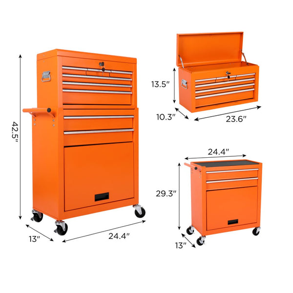 HomeRoots Set of Two Blue Multi-Tier Steel Rolling Cabinets with Detachable Lids for Smart Workspace Storage 714590