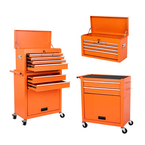 HomeRoots Set of Two Blue Multi-Tier Steel Rolling Cabinets with Detachable Lids for Smart Workspace Storage 714590