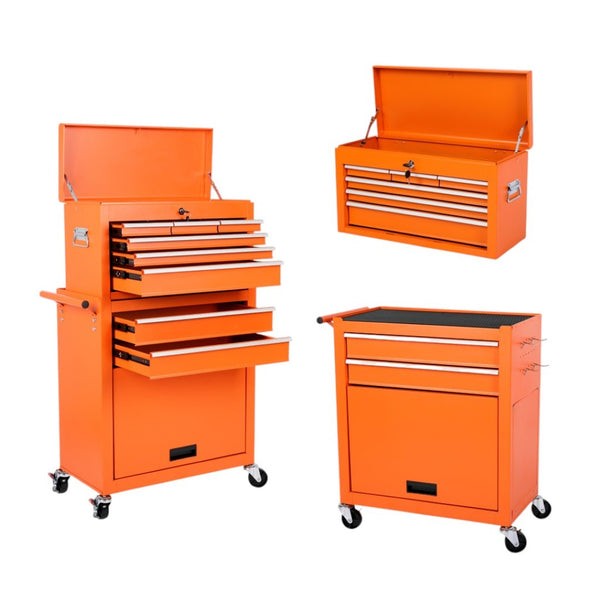 HomeRoots Set of Two Blue Multi-Tier Steel Rolling Cabinets with Detachable Lids for Smart Workspace Storage 714590