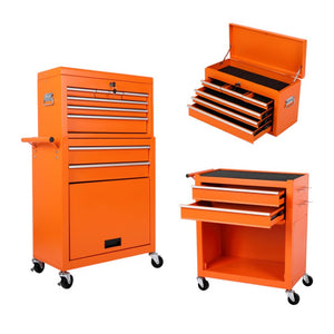 HomeRoots Set of Two Blue Multi-Tier Steel Rolling Cabinets with Detachable Lids for Smart Workspace Storage 714590