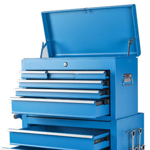 HomeRoots Set of Two Red Multi-Tier Steel Rolling Cabinets with Toolbox - Stylish Storage & Mobility! 714591