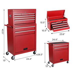 HomeRoots Set of Two Vibrant Orange Multi-Tier Steel Rolling Cabinets for Smart Storage & Mobile Access 714592