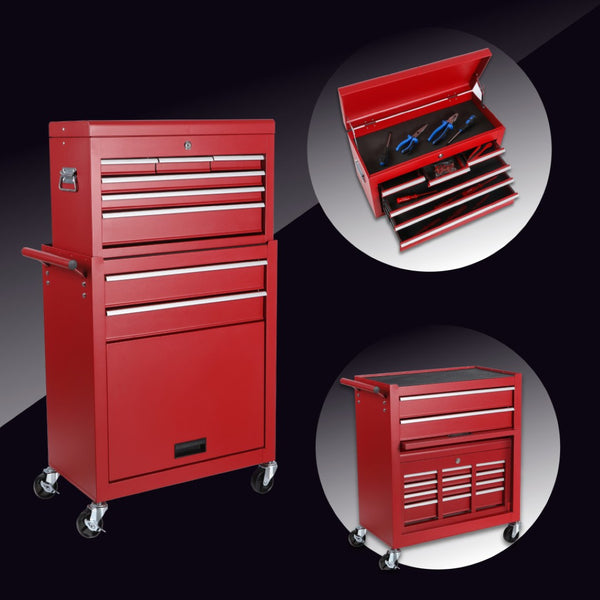 HomeRoots Set of Two Vibrant Orange Multi-Tier Steel Rolling Cabinets for Smart Storage & Mobile Access 714592