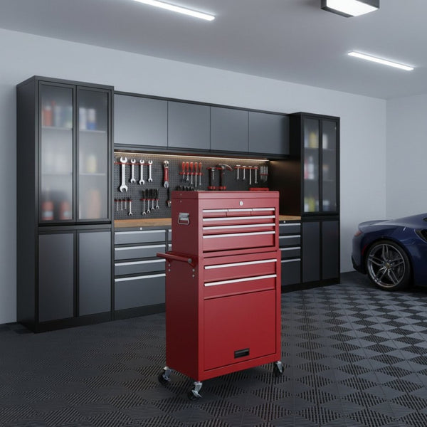 HomeRoots Set of Two Vibrant Orange Multi-Tier Steel Rolling Cabinets for Smart Storage & Mobile Access 714592