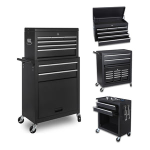 HomeRoots 15" Red Multi-Tier Steel Rolling Tool Cabinet with Detachable Box for Easy Organization & Mobility 714597