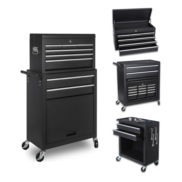 HomeRoots 15" Red Multi-Tier Steel Rolling Tool Cabinet with Detachable Box for Easy Organization & Mobility 714597