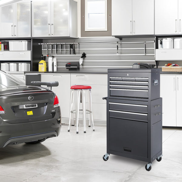 HomeRoots 15" Red Multi-Tier Steel Rolling Tool Cabinet with Detachable Box for Easy Organization & Mobility 714597