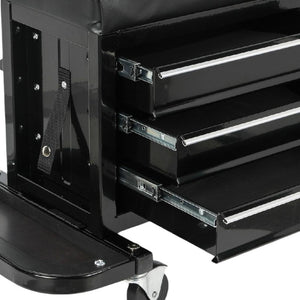 HomeRoots 13" Black Multi-Tier Steel Rolling Cabinet with Cushioned Bench, Secure Storage & Mobility for Tools 714600