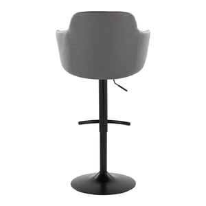English Elm Boyne Contemporary Adjustable Barstools Set Of 2 – Stylish Grey Faux Leather & Black Metal Design B202S00745
