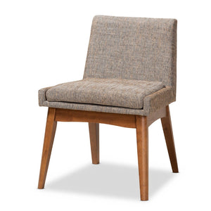 Baxton Studio Baxton Nexus 5-Piece Mid-Century Modern Dining Set with Gravel Upholstery & Walnut Finish Comfort BBT5280-Gravel/Walnut-5PC Dining Set