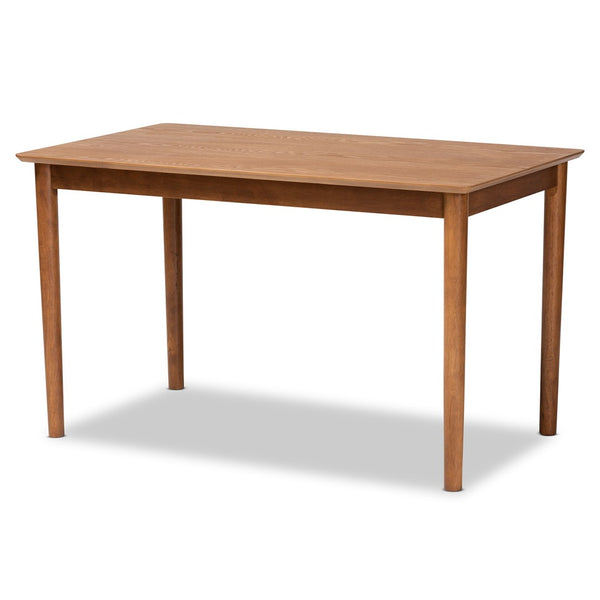 Baxton Studio Baxton Nexus 5-Piece Mid-Century Modern Dining Set with Gravel Upholstery & Walnut Finish Comfort BBT5280-Gravel/Walnut-5PC Dining Set