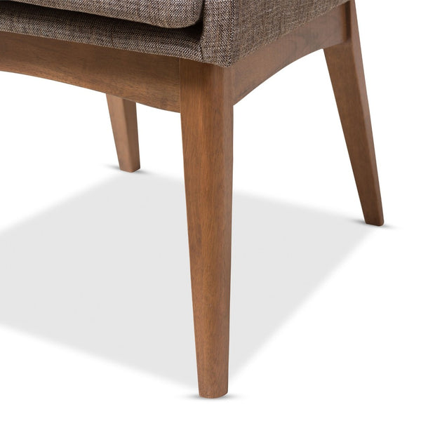 Baxton Studio Baxton Nexus 5-Piece Mid-Century Modern Dining Set with Gravel Upholstery & Walnut Finish Comfort BBT5280-Gravel/Walnut-5PC Dining Set