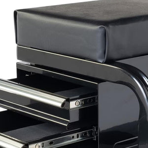 HomeRoots 15" Black Multi-Tier Steel Rolling Cabinet - Durable, Mobile Storage with Cushioned Bench & Secure Lid 714601