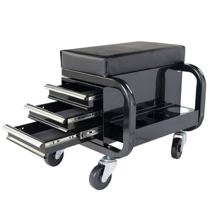 HomeRoots 15" Black Multi-Tier Steel Rolling Cabinet - Durable, Mobile Storage with Cushioned Bench & Secure Lid 714601