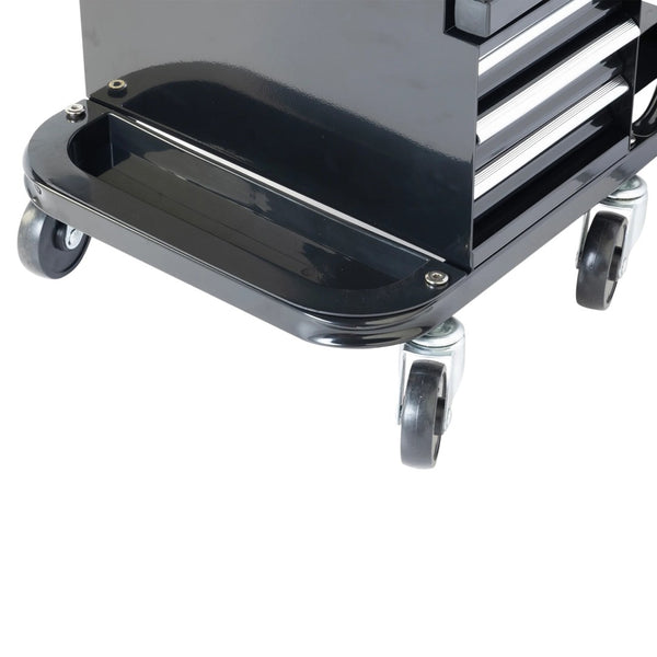 HomeRoots 15" Black Multi-Tier Steel Rolling Cabinet - Durable, Mobile Storage with Cushioned Bench & Secure Lid 714601