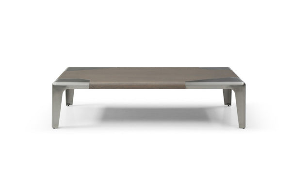HomeRoots 55" Contemporary Gray and Silver Round Coffee Table with Stainless Steel Base - Stylish & Durable Centerpiece 714604