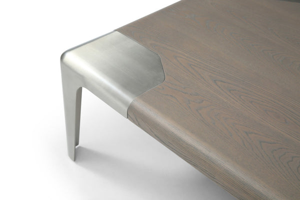 HomeRoots 55" Contemporary Gray and Silver Round Coffee Table with Stainless Steel Base - Stylish & Durable Centerpiece 714604