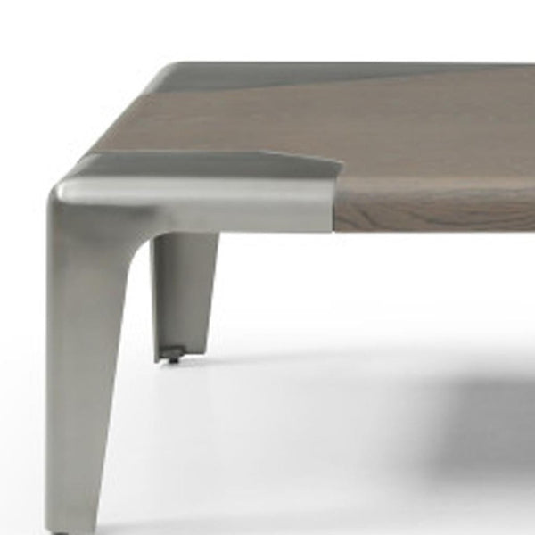 HomeRoots 55" Contemporary Gray and Silver Round Coffee Table with Stainless Steel Base - Stylish & Durable Centerpiece 714604