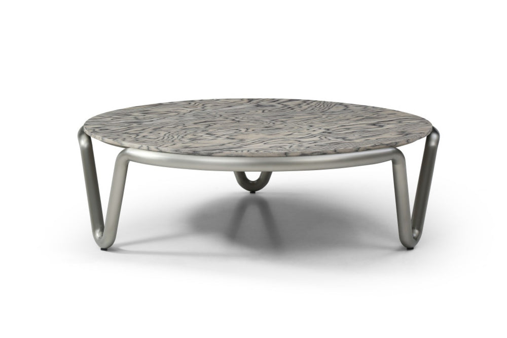 HomeRoots 43" Gray Round Coffee Table with Stainless Steel Base – Modern Design for Living Room & Office Decor 714605