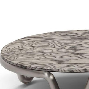 HomeRoots 43" Gray Round Coffee Table with Stainless Steel Base – Modern Design for Living Room & Office Decor 714605