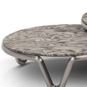 HomeRoots 43" Gray Round Coffee Table with Stainless Steel Base – Modern Design for Living Room & Office Decor 714605