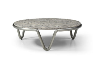HomeRoots 39" Brown & Silver Square Pedestal Coffee Table - Modern Wood & Stainless Steel Design for Any Room 714606