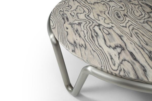 HomeRoots 39" Brown & Silver Square Pedestal Coffee Table - Modern Wood & Stainless Steel Design for Any Room 714606