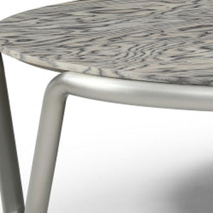 HomeRoots 39" Brown & Silver Square Pedestal Coffee Table - Modern Wood & Stainless Steel Design for Any Room 714606