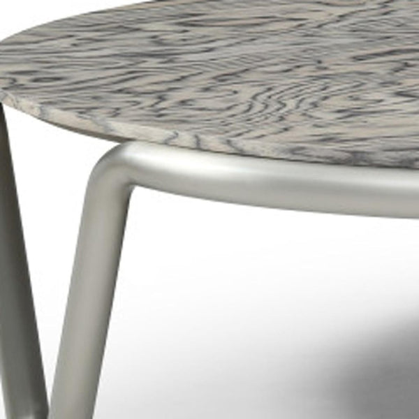 HomeRoots 39" Brown & Silver Square Pedestal Coffee Table - Modern Wood & Stainless Steel Design for Any Room 714606