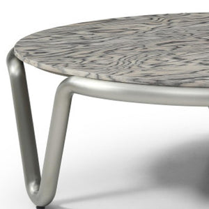 HomeRoots 39" Brown & Silver Square Pedestal Coffee Table - Modern Wood & Stainless Steel Design for Any Room 714606