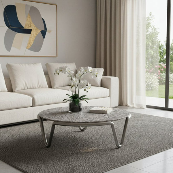 HomeRoots 39" Brown & Silver Square Pedestal Coffee Table - Modern Wood & Stainless Steel Design for Any Room 714606