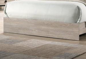 English Elm Contemporary California King Bed Frame With Cream Finish & Gray Tufted Headboard – Modern Design B011P236791